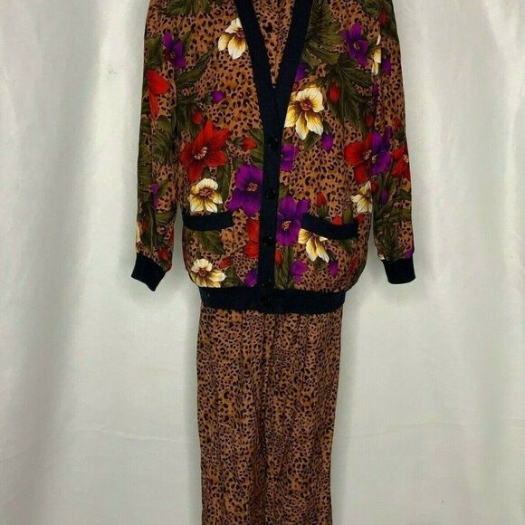 Vintage 90s Jumpsuit Jacket Set 10 Petite Leopard - Picture 3 of 11